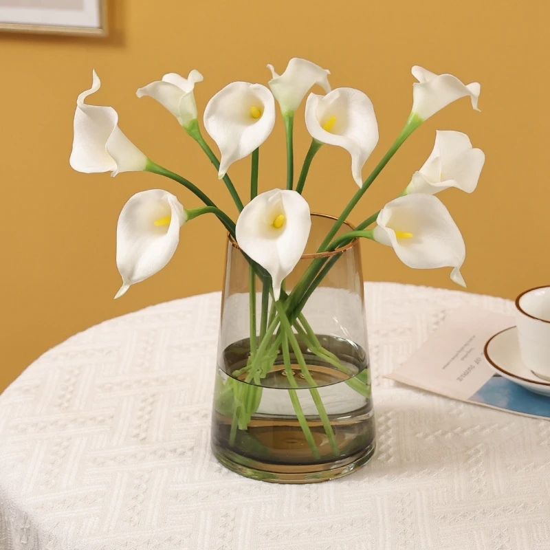 5 Stücke PU Calla Lilie Simulation Blumen für Wohnkultur Floral Arte Set Garten Hochzeit Dekoration Blumenstrauß DIY Vase Ornament – Detail 4