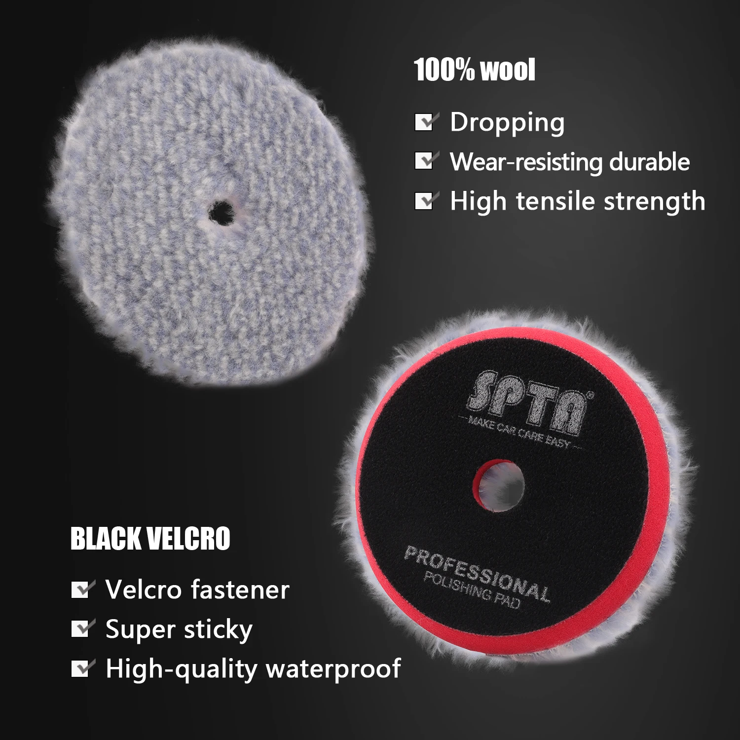 SPTA 3"(76mm)/5"(125mm)/6"(150mm) V2.0 New Blue Medium Cutting Wool Polishing Pad Long Wool Polish Pad for RO/DA Polisher