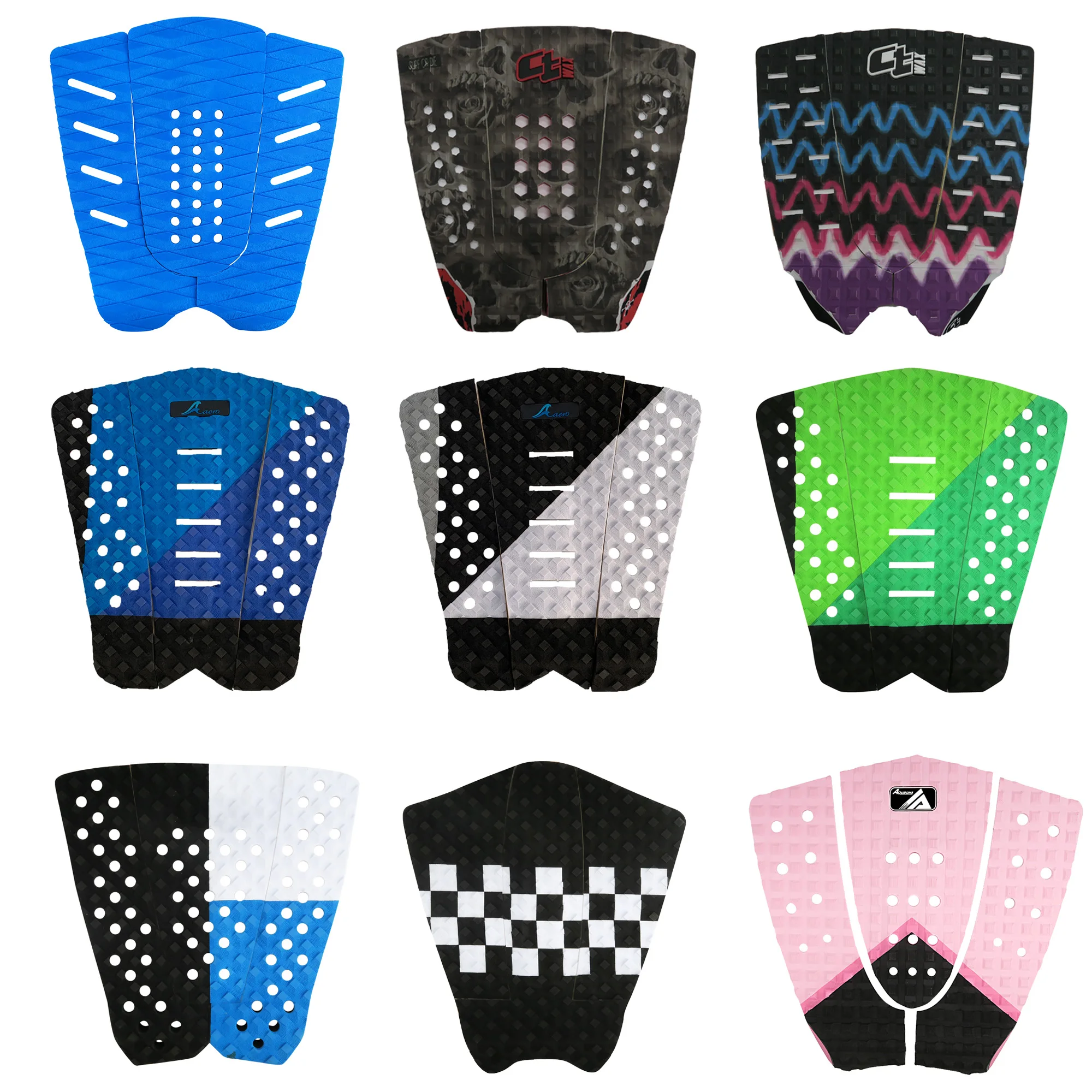 EVA 서핑보드 데크 트랙션 패드, 스톰프 스키보드 서핑 보드, 펀보드 피쉬 보드용, 3 피스 