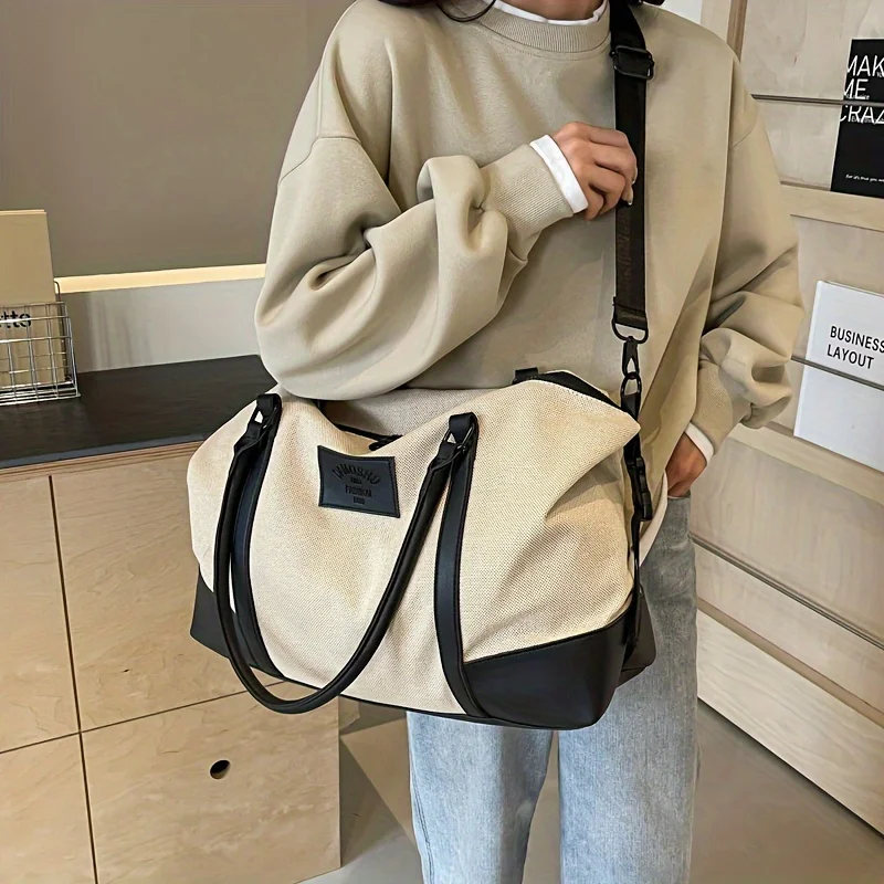 Large Capacity Vintage Travel Tote Bag Lightweight Color Matching Outdoor Crossbody Bag For Women