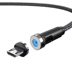 Magnetic 540 - Degree Rotating Charging Cable - 1m (Black For Micro)