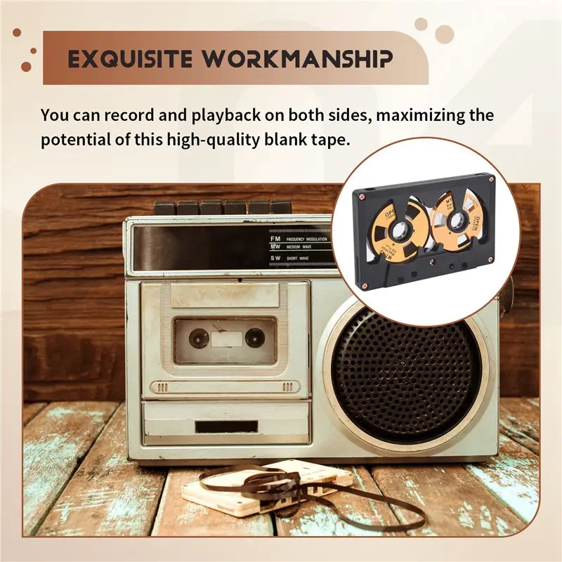 Premium Double-Sided 50-Minute Blank Audio Tape with Metal Reel and Hollow Case