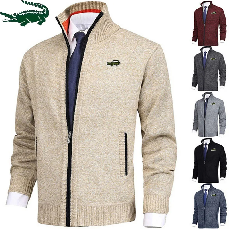 

Fashion Knitted Men Coat Brand New Man Cardigans Stand Collar Long Sleeve Autumn Jacket Plus Size Loose Casual Sweater Outerwear