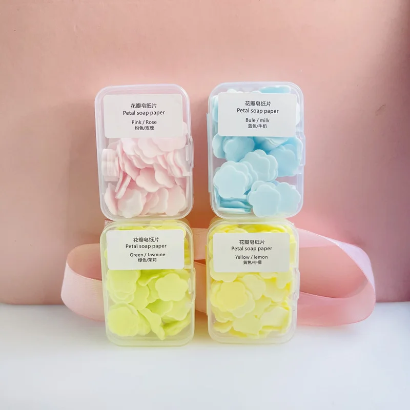 Disposable Soap Paper 50/100Pcs Disposable Cleaning Soap Paper Cartoon Paper Soap Tablets For Travel Portable Mini Traveling Bath Tools