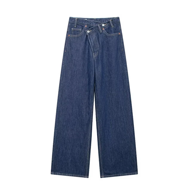 Willshela femmes mode Denim solide avant fermeture éclair pantalon droit jean Vintage taille haute pleine longueur femme Chic dame pantalon 3