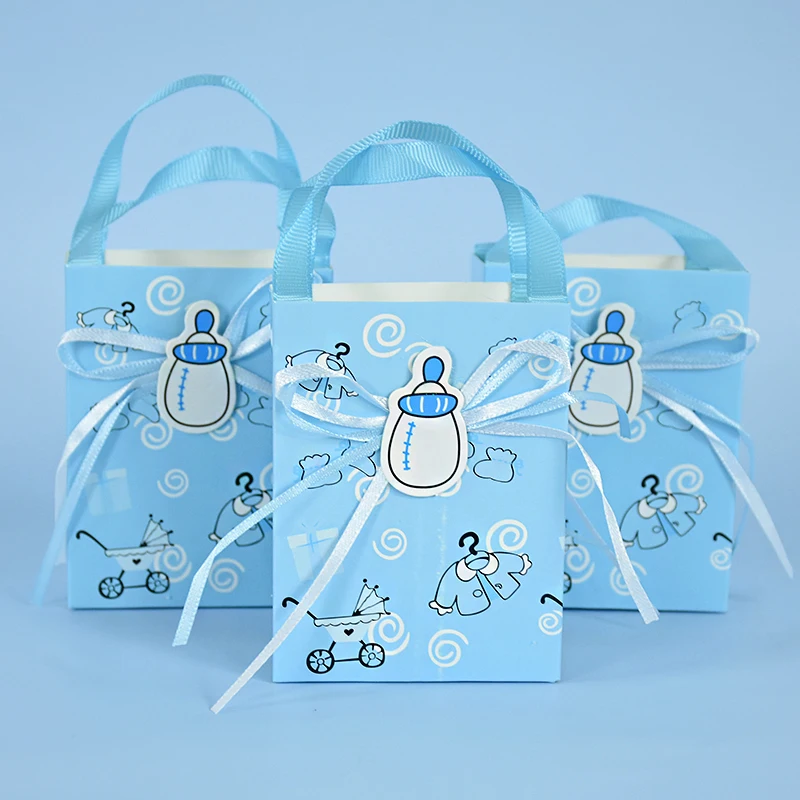 

6Pcs Baby Candy Boxes Cute Feeder Candy Gifts Packaging Paper Bags For Gender Reveal Baby Shower Party Supplies Birthday Decor