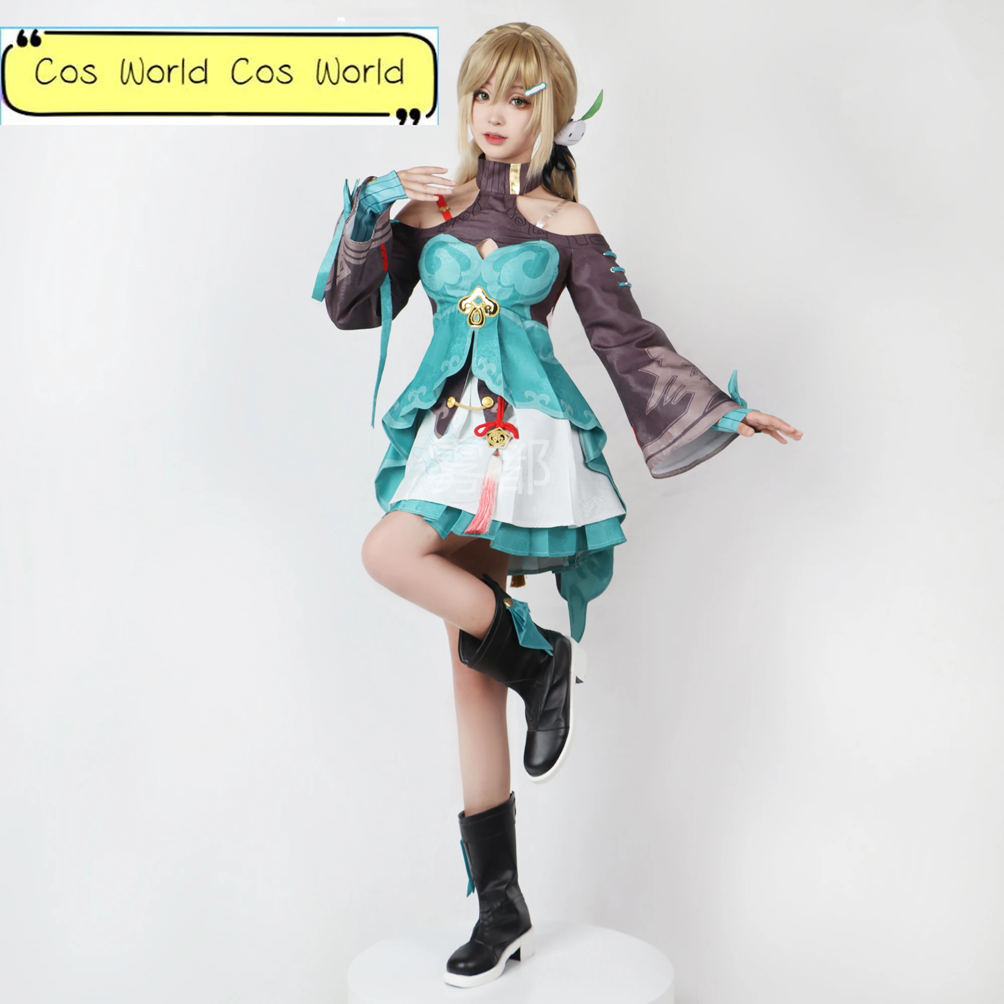 

Game Honkai: Star Rail Qingque Cosplay Costumes Uniform Outfit Halloween Party Women Wig Qingque Cosplay Costume Wigs