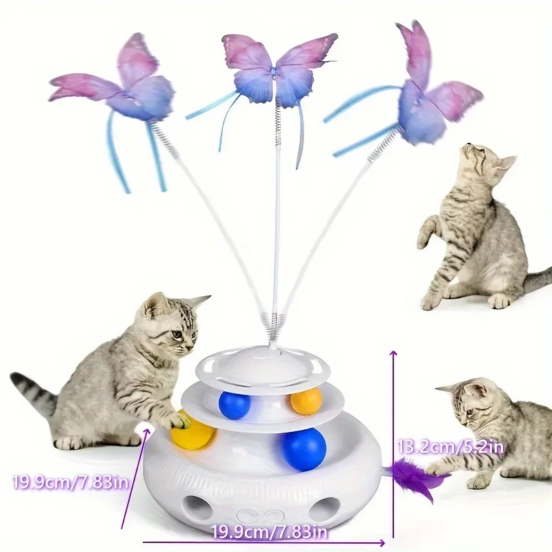 Game Props, Feather Cat Teaser Stick, Rotating Ball For Multiple Pets