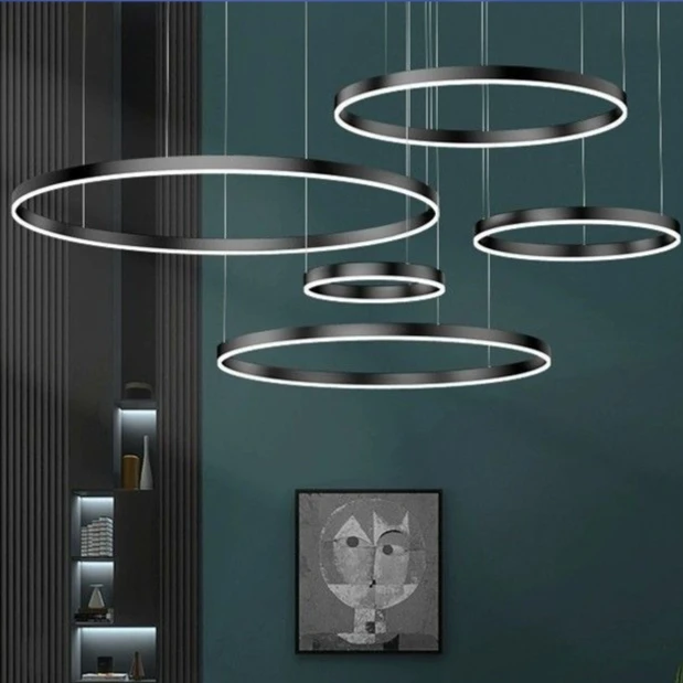 Minimalist Round Chandelier Modern Pendant Light Dining Room Living Room Bedroom Ceiling Lamp Nordic LED Hanging Fixture