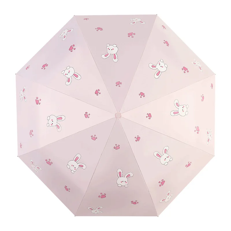 Cute Kids Umbrella Thick Black Glue Fully Automatic Umbrella Rabbit Sunshade for Girl Child Student Umbrellas