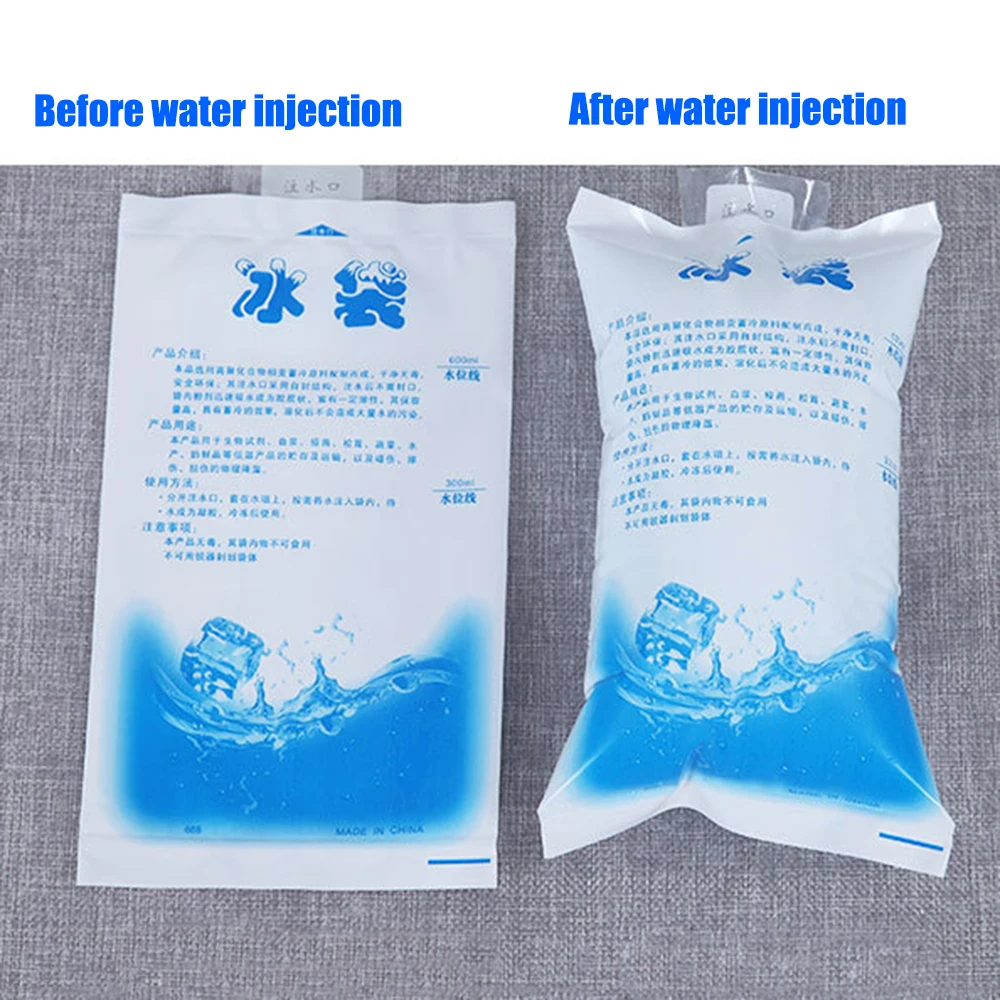 100/200/400/600/1000ML Ice Pack Gel Dry Cooler Bag Reusable Thickened Water Injection Icing Bag Cold Compress Refrigerate 4