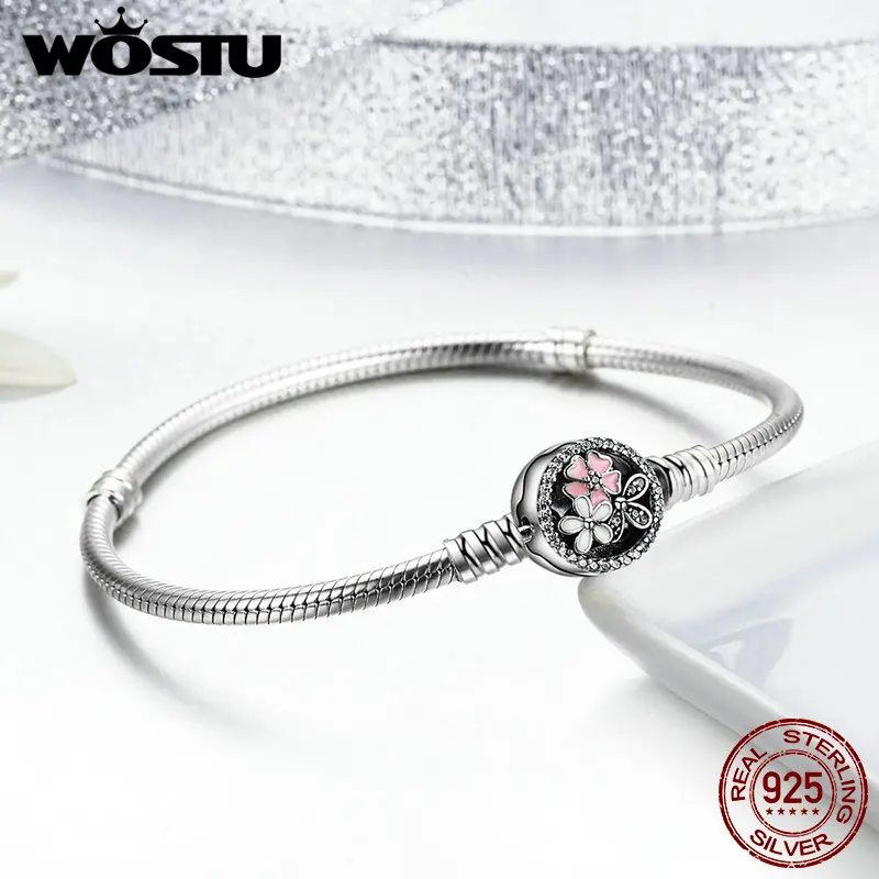 WOSTU 100% 925 Sterling Silver Poetic Blooms Bracelet Bangles
