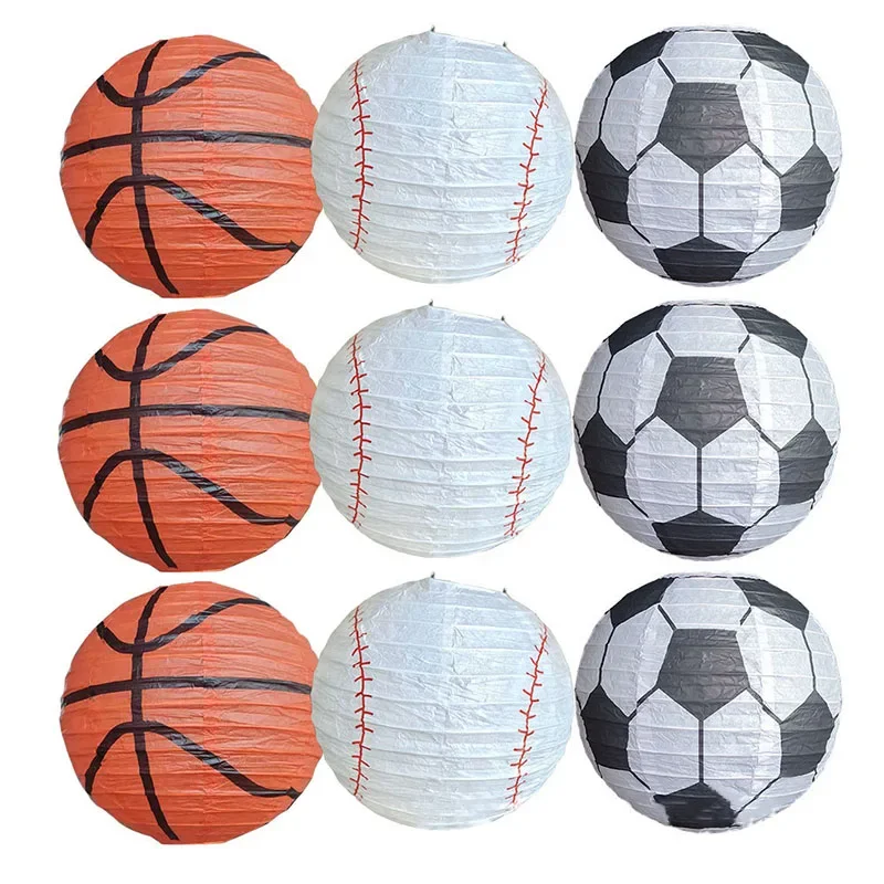 8/12inch Sports Series Basketball Football Baseball Paper Lantern Fashion Lampshade Layout Kids Birthday Party Decor Supplies