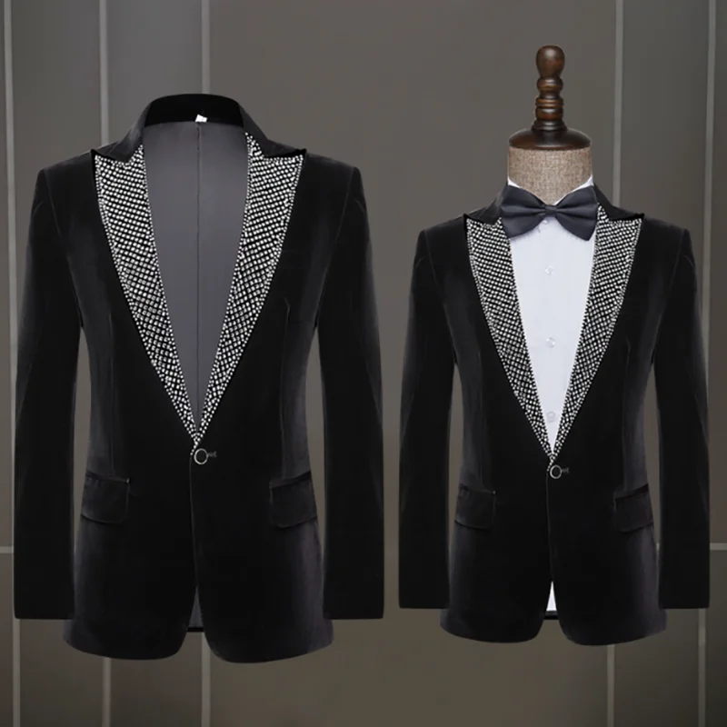 

Mens Black Blazer Jacket Opera Costumes Large Size Prom Suit Blazer Costume Male Host Homme Singers Stage Clothes Plus Size 5XL