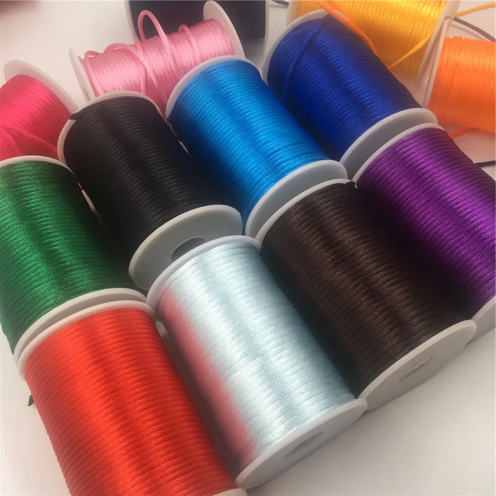 전체 롤 새틴 래테일 폴리에스터 나일론 코드 스트링, 3mm 로프, 중국 매듭 코드, DIY 팔찌, 쥬얼리 만들기 용품