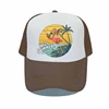 Hello Summer Beach Vacation Mesh Baseball Cap Cool Flamingo Drinking Coconut Snapback Caps Sea Gull Mew Sunset Trucker Hat YY534 4