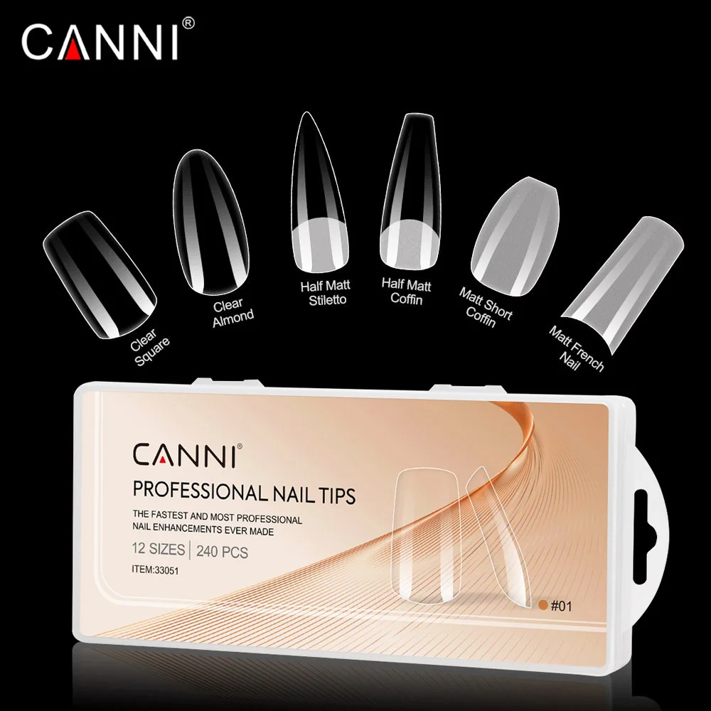 Cani 240 stücke drücken auf gefälschte Nägel halb matter Mandel sarg voll/halb Acryl quadrat falsche Nagels pitzen verlängern Verlängerung klebers pitzen – Detail 8