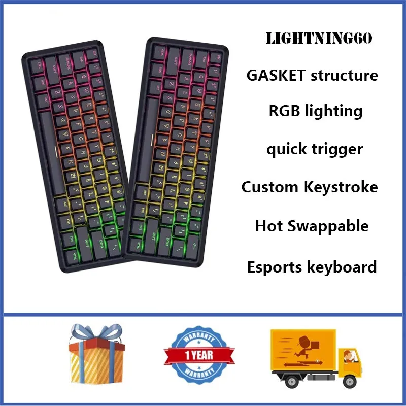 

WAIZOWL Lightning60 Magnetic Axis Mechanical Keyboard GASKET Structure RGB Light Quick Trigger Esports Mechanical Keyboard
