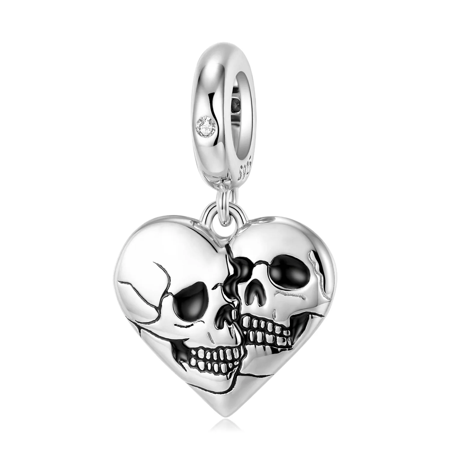 

Two-Faced Skull European Sterling Silver S925 AAA CZ Charms For Original Women Bracelet Necklace Chain Jewelry