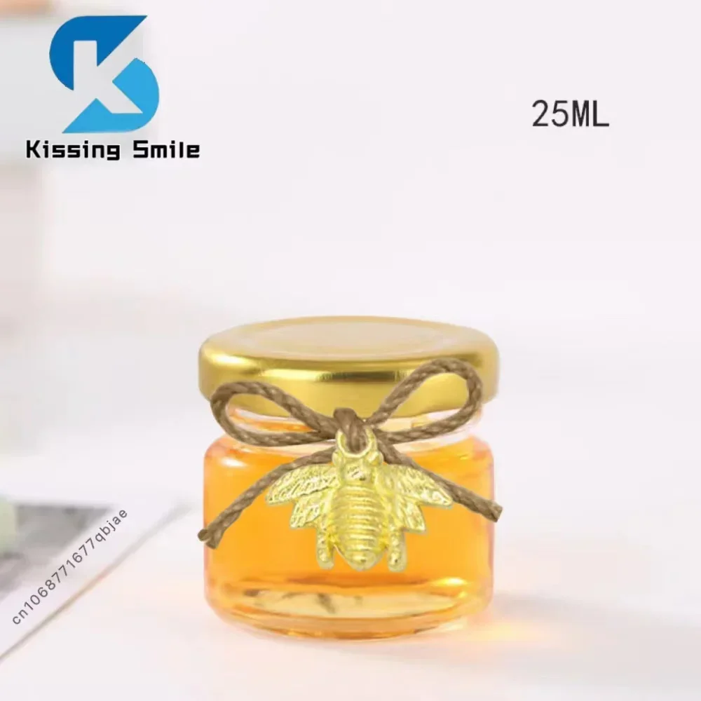 25ml Honey Pot Wedding Thank You Gift Jars with Lid Lable Paper Hang Tags for Handmade Items Mini Jam Container Glass Bottle 6