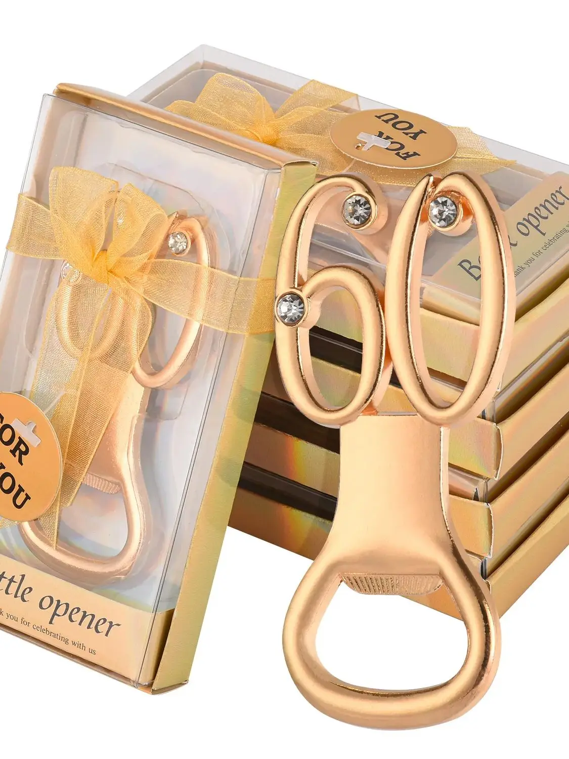 (10 Pcs/lot) 60th gold Wedding bottle opener For Silver wedding Gifts and 18th Bridal shower Party Favors and 15th opener