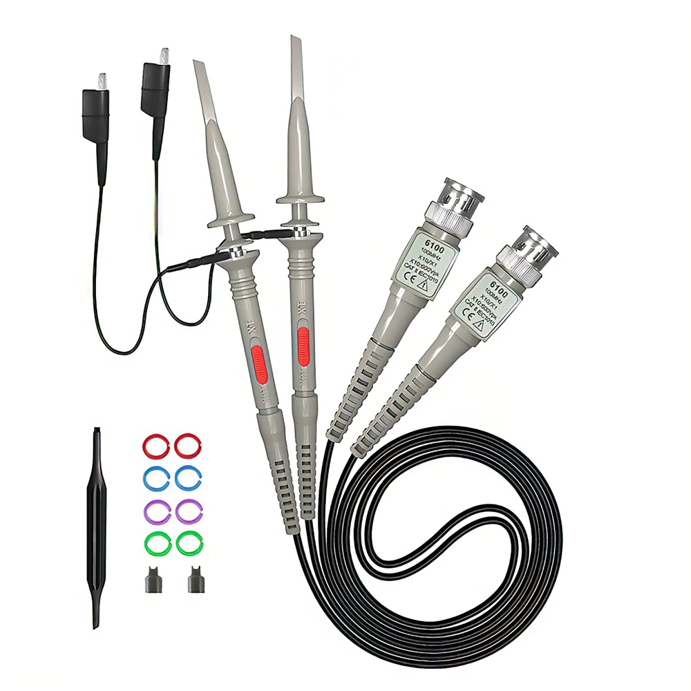Oscilloscope Probe P4100 P6100 Standard High Voltage BNC Oscilloscope Probe 2000Vpp 100MHz 100:1 Scope Analyzer Alligator Clip 1X 10X 100X