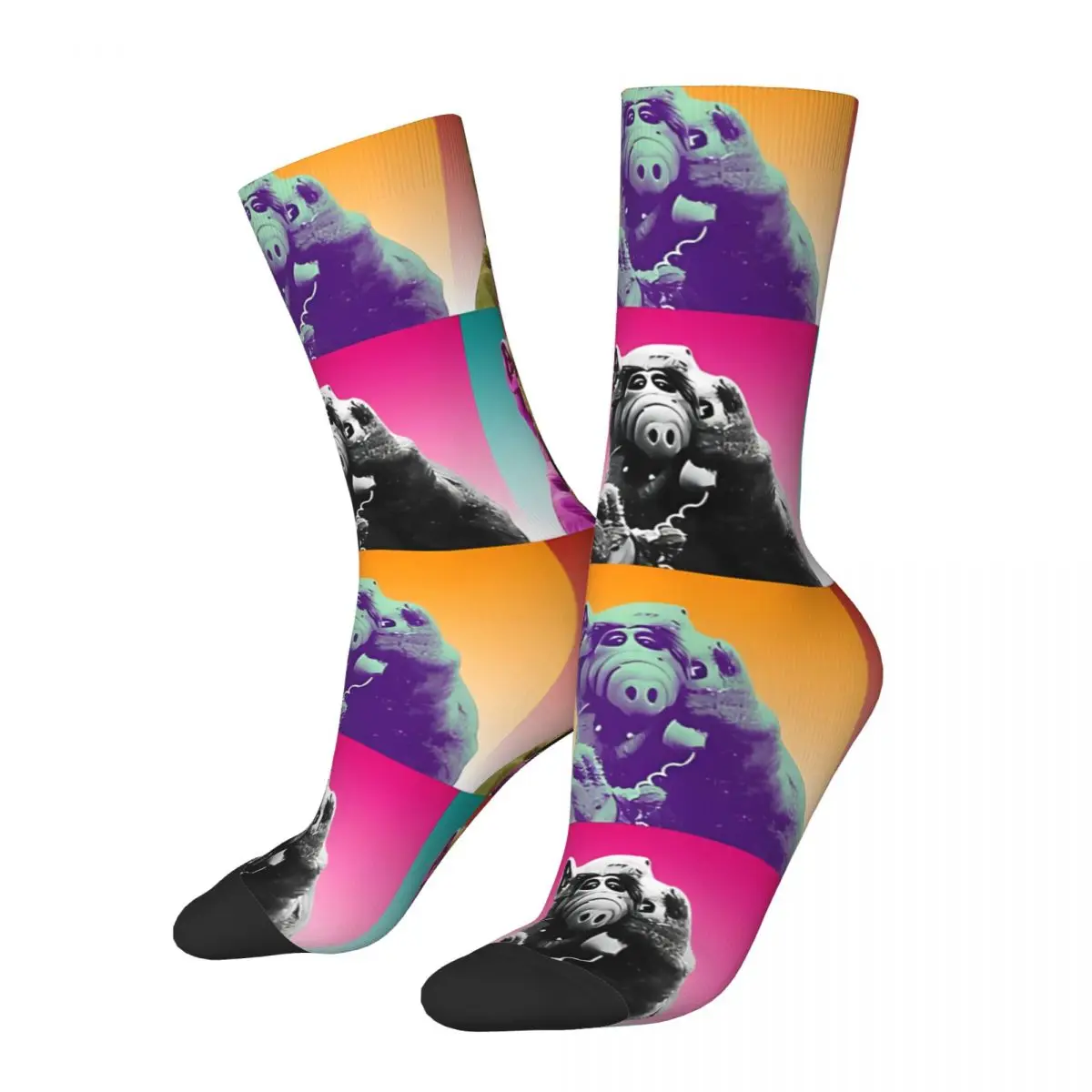 

Vintage From Melmac Men's Socks ALF Ah Fu At Home TV Series Unisex Hip Hop Seamless Printed Crazy Crew Sock Gift