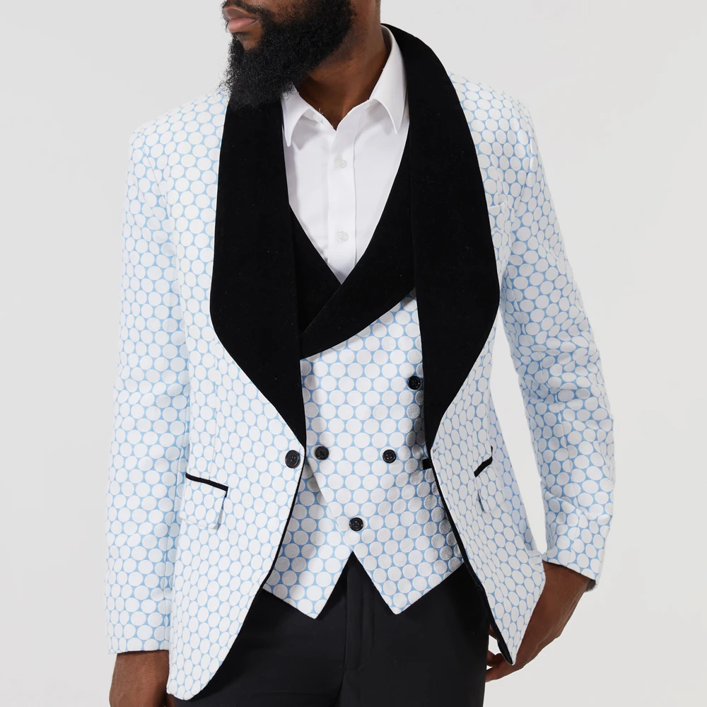 

Luxury Wedding Formal Men Suits Three Piece Jacket Pants Vest Groom Tuxedo Clothes Slim Fit Blazer Set For Bridegroom Costume