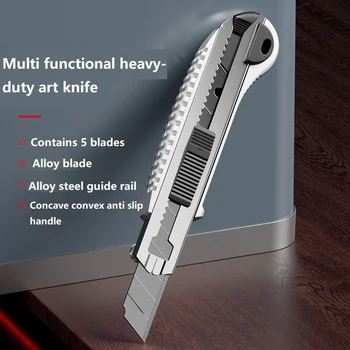 Frese professionali con lame da 5 pezzi Coltello multiuso retrattile a scatto per carichi pesanti Lama a cambio rapido Safelock Robusto corpo in lega 1