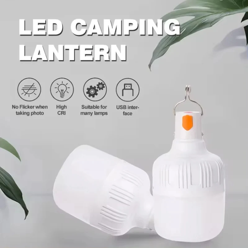 Portable USB Rechargeable LED Camping Lights Outdoor Emergency Lamp Bulb High Power Lamp Bulb Battery Lantern BBQ Tents Lighting