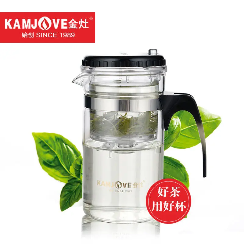 

[GRANDNESS] TP-120 Kamjove Art Tea Cup * Mug & Tea Pot 200ml Glass Teapot Press AUTO-OPEN Flower Tea Pot Convenient Office Pot