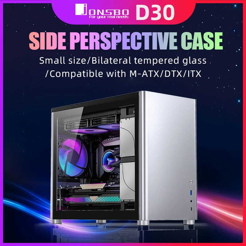 

JONSBO D30 Computer Case MicroATX Desktop Aluminum Alloy Single Glass Side Penetration Support Water-Cooled Graphics Card