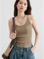 CHIC VEN-Débardeur à col en U pour femmes, haut court, sous-vêtement basique, nouvelle collection printemps été 2024 2