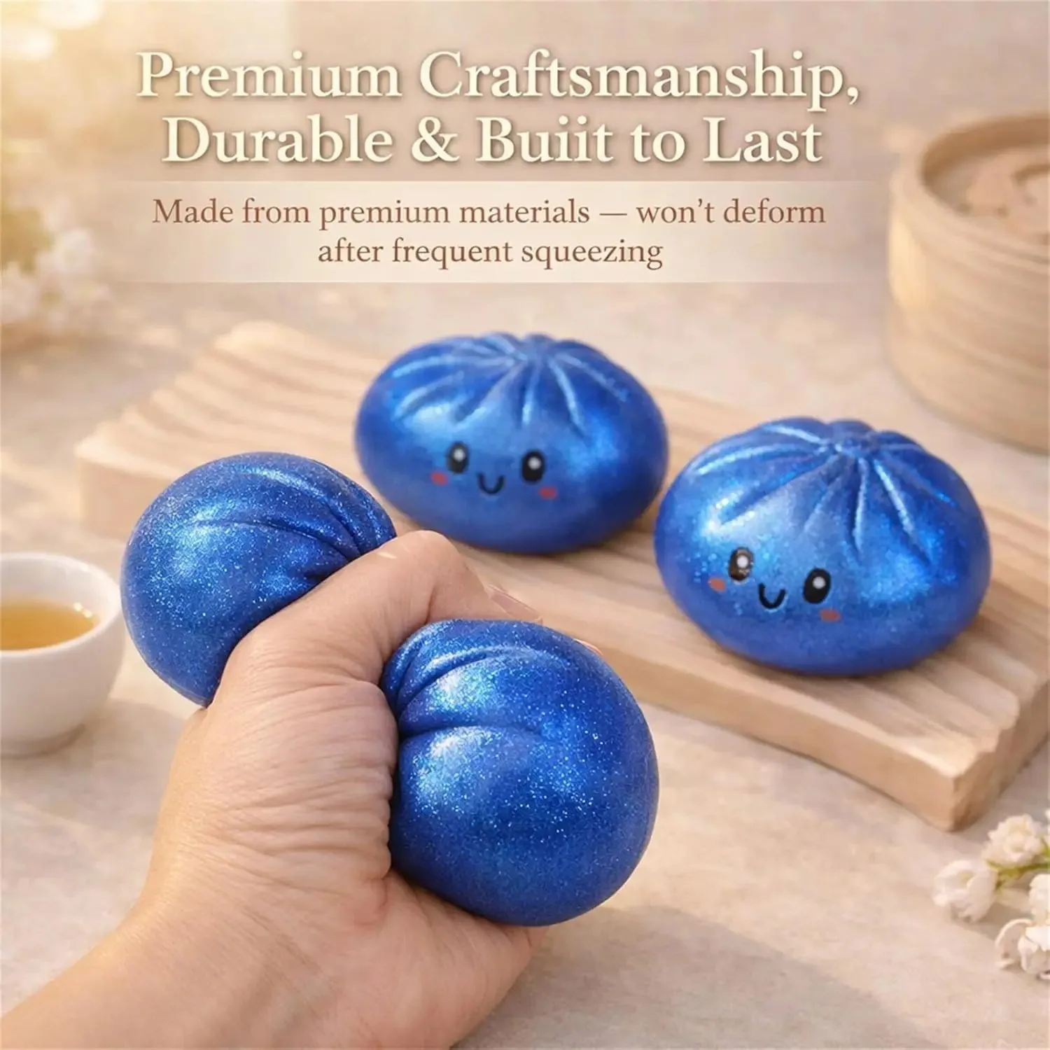 Glitter Dumpling Squeeze Box Soft Baozi Squeeze Toy For Role Play And Stress Relief With High Elasticity