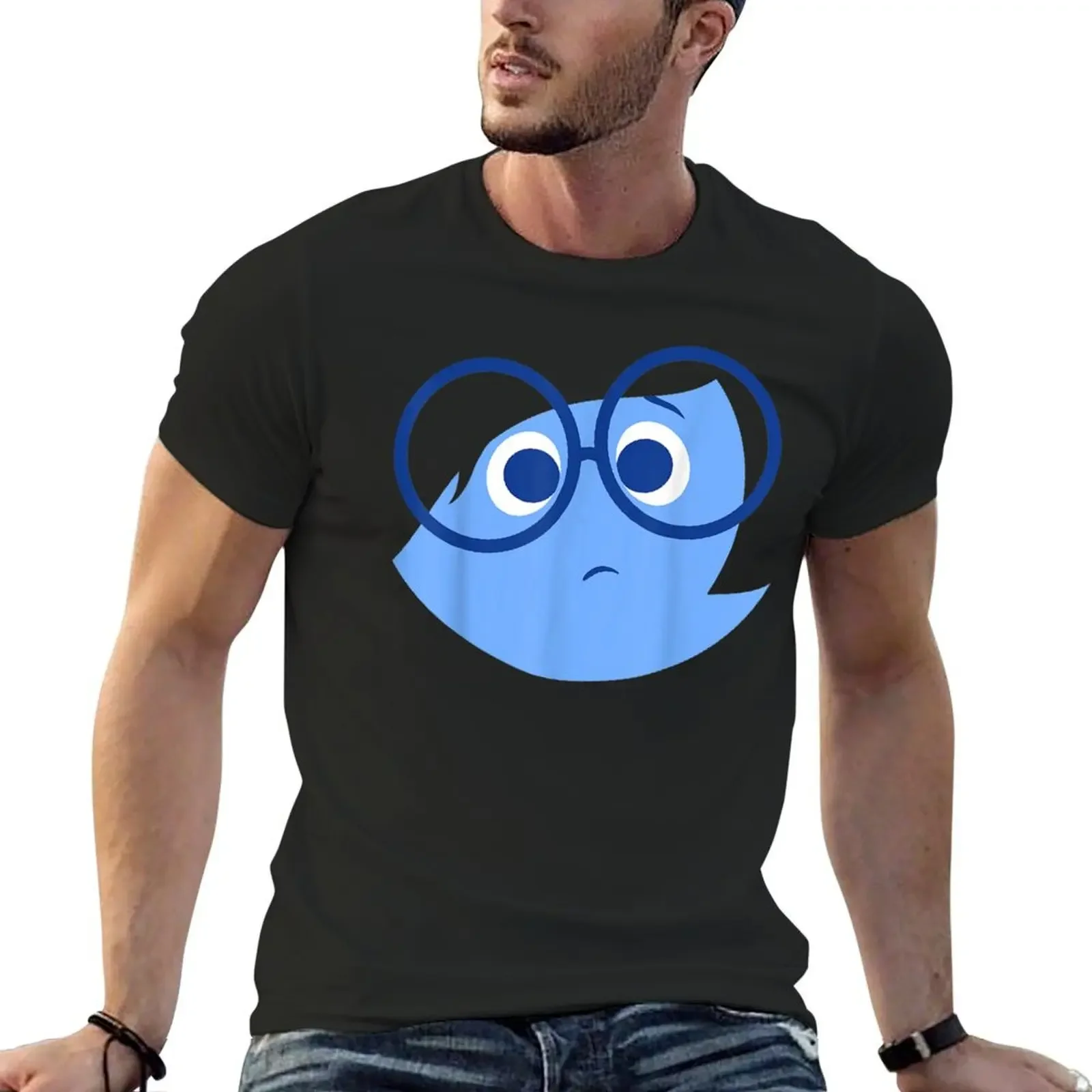 

Новинка лета 2024, Мужская футболка, футболка с изображением грустного лица на Хэллоуин, белая одежда в стиле хиппи, топы из чистого хлопка с короткими рукавами для мальчиков