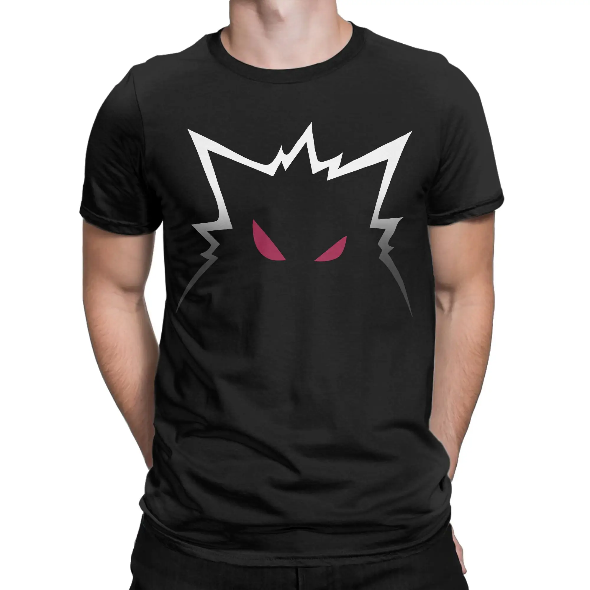 Gengar Shiny Scary T-Shirt Men Cotton Tops Retro Ghost Kaiju Japan Style Pocket Monster  Round Neck Short Sleeve