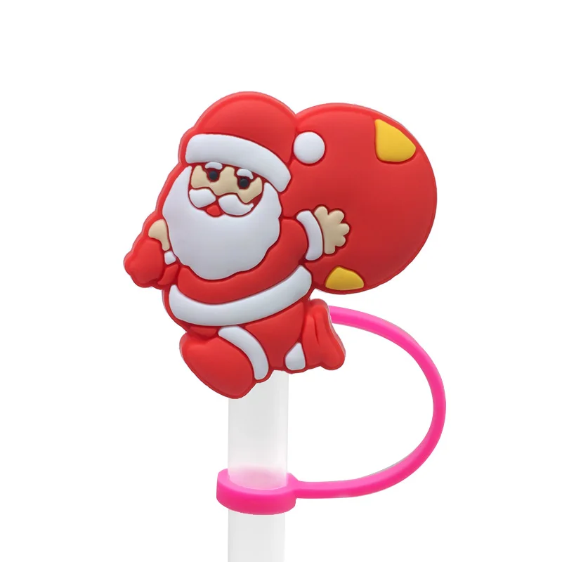 Christmas Style Silicone Straw Cover Accessories 1/30PCS 8mm Straw Topper for 30&40Oz Cups Dustproof Cap Christmas Gifts silicone straw cover