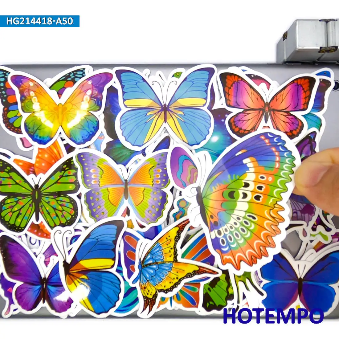 50 Stück, Illusorische Farbe Schmetterling, Süße schöne Insekten, Tieraufkleber, Geeignet für Gepäck, Skateboard, Telefon, Laptop, Wasserdichte Aufkleber, Klassisches Spielzeug
