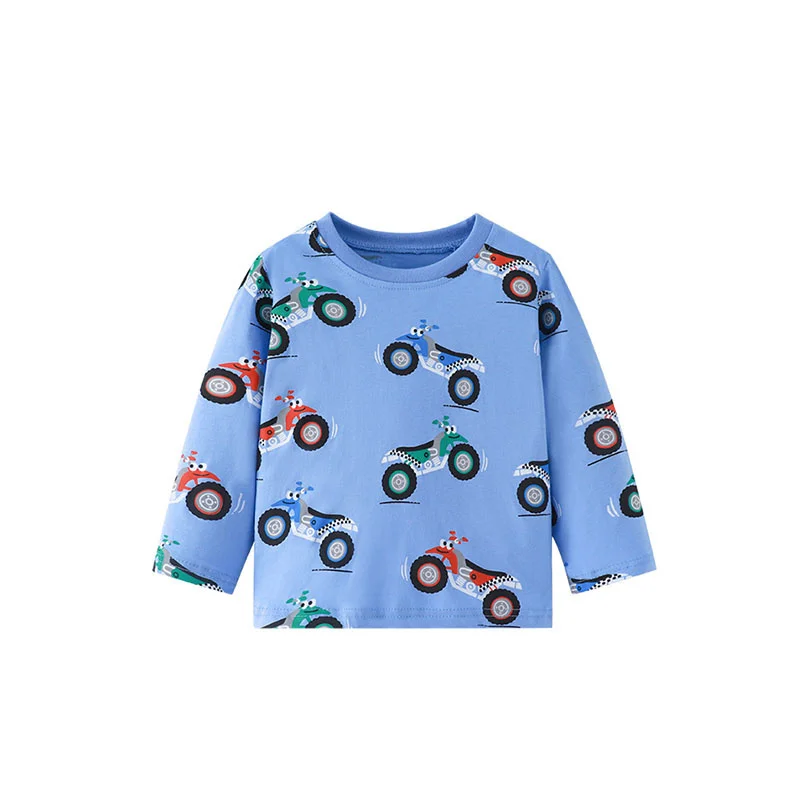 Jumping meters 2-7T Boys T shirts Cotton Baby Clothes Long Sleeve Children Clothing Cars Autumn Tees Tops For Boys