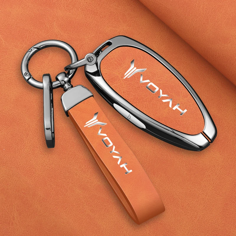 Key Case Key Case Cover Car Key Shell Car Key Chain Zinc Alloy Leather Car Key Case Cover Shell Fob For Voyah Free I-Land Dreamer