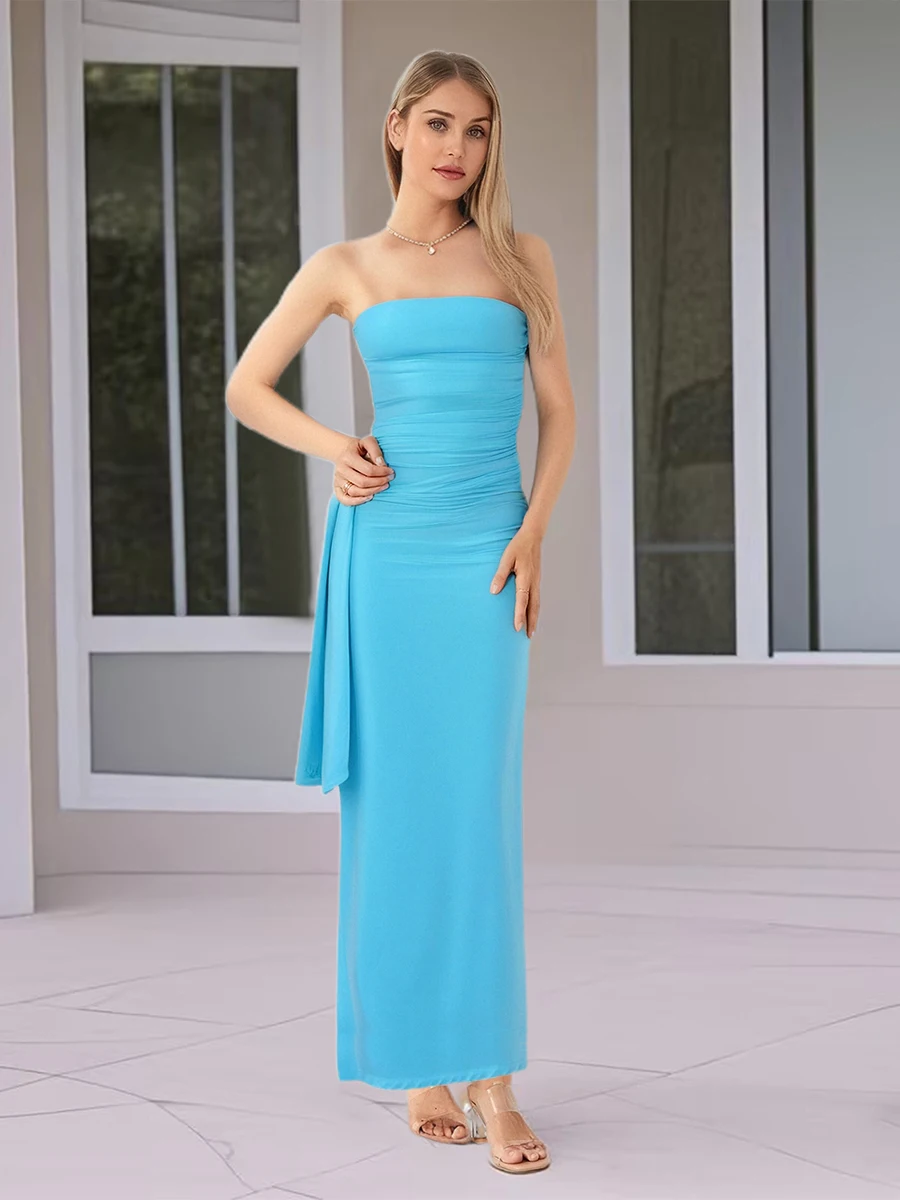 Elegant Off-Shoulder Midi Dress with Ruched Detailing and Flared Hemline for Wedding Guest Evening Event Prom