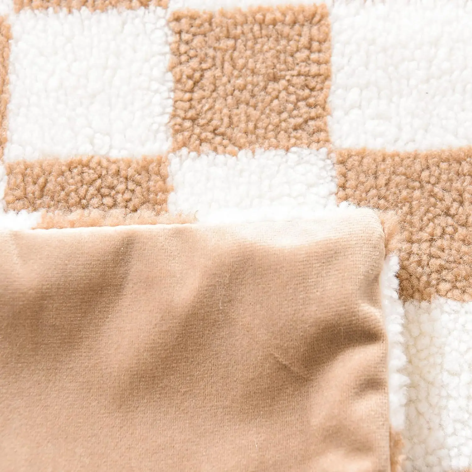 Schwarzer Kissenbezug aus Kunstpelz, Wolle, karierter Kissenbezug für Sofa, Couch, Wohnzimmer, Polyester, Lendenkissen, Heimdekoration – Detail 9