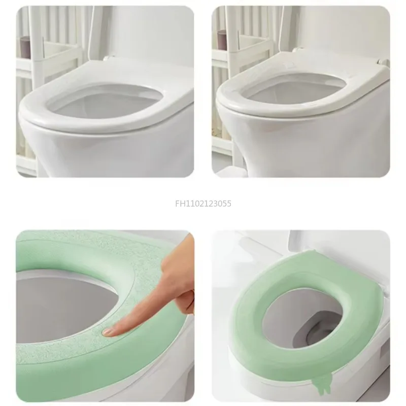 Washable Toilet Seat Cover Waterproof Sticker Foam Toilet Lid Cover Portable Silicone Toilet Cup Covers Bathroom Accessories