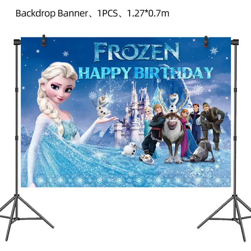 Disney Frozen Elsa Anna Princess Birthday Party Decor Bundle - Banner, Swirls, Stickers (Dinosaur Stickers Included)