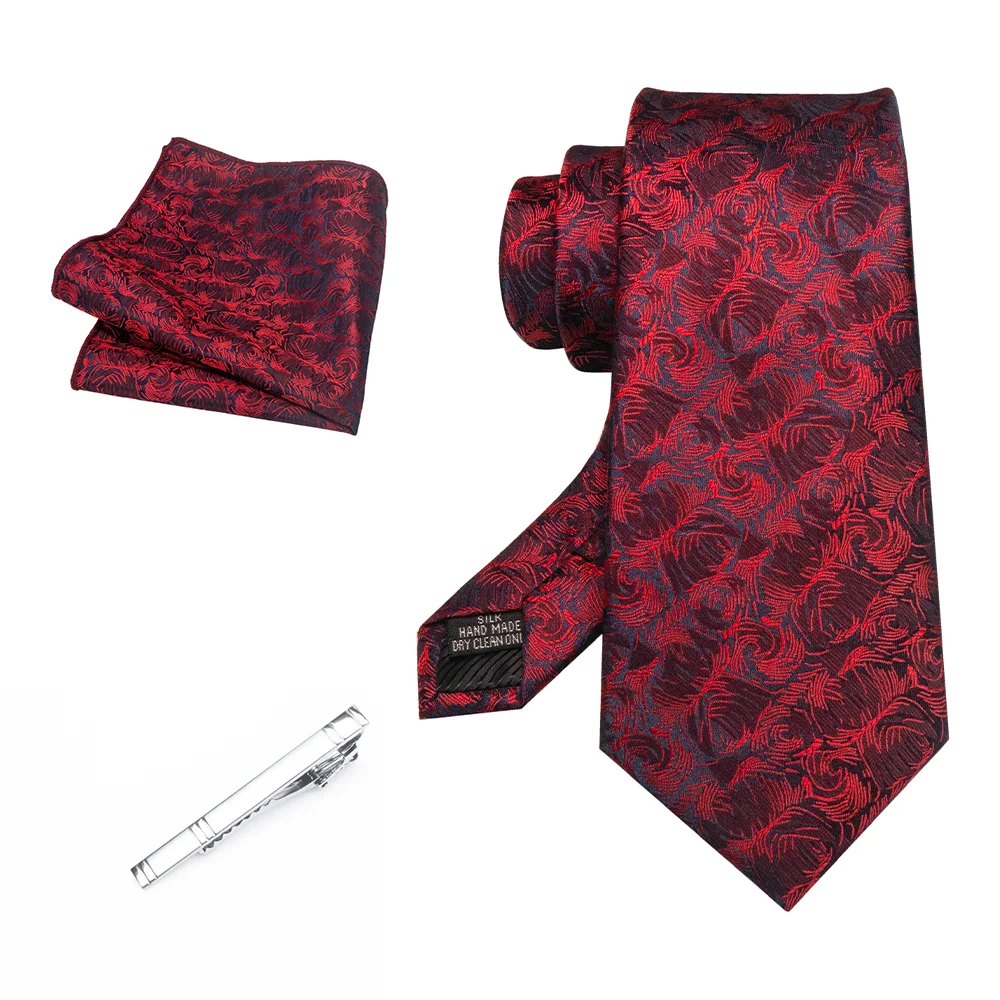 EASTEPIC 8 cm Herrenkrawatte Rot Grün Paisley Krawattenset mit Krawattenklammer Hochwertiges Accessoire für Hochzeit und Party Ausverkaufsartikel – Detail 27