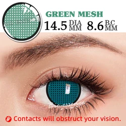 Vibrant Pink & Black Halloween Cosplay Contact Lenses (Mesh Green)