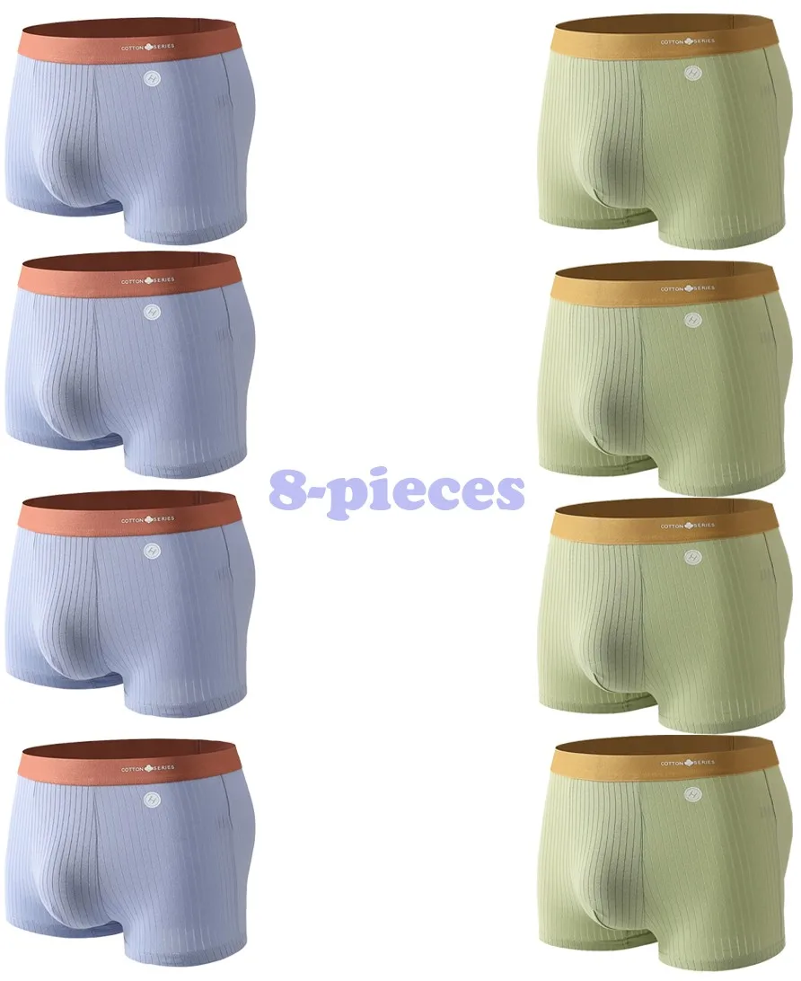 Sleek & Sophisticated 8-Pack Men's Boxer Briefs - Ribbed Polyester Blend, No-Pinch Fit, Solid/Mixed Color Options