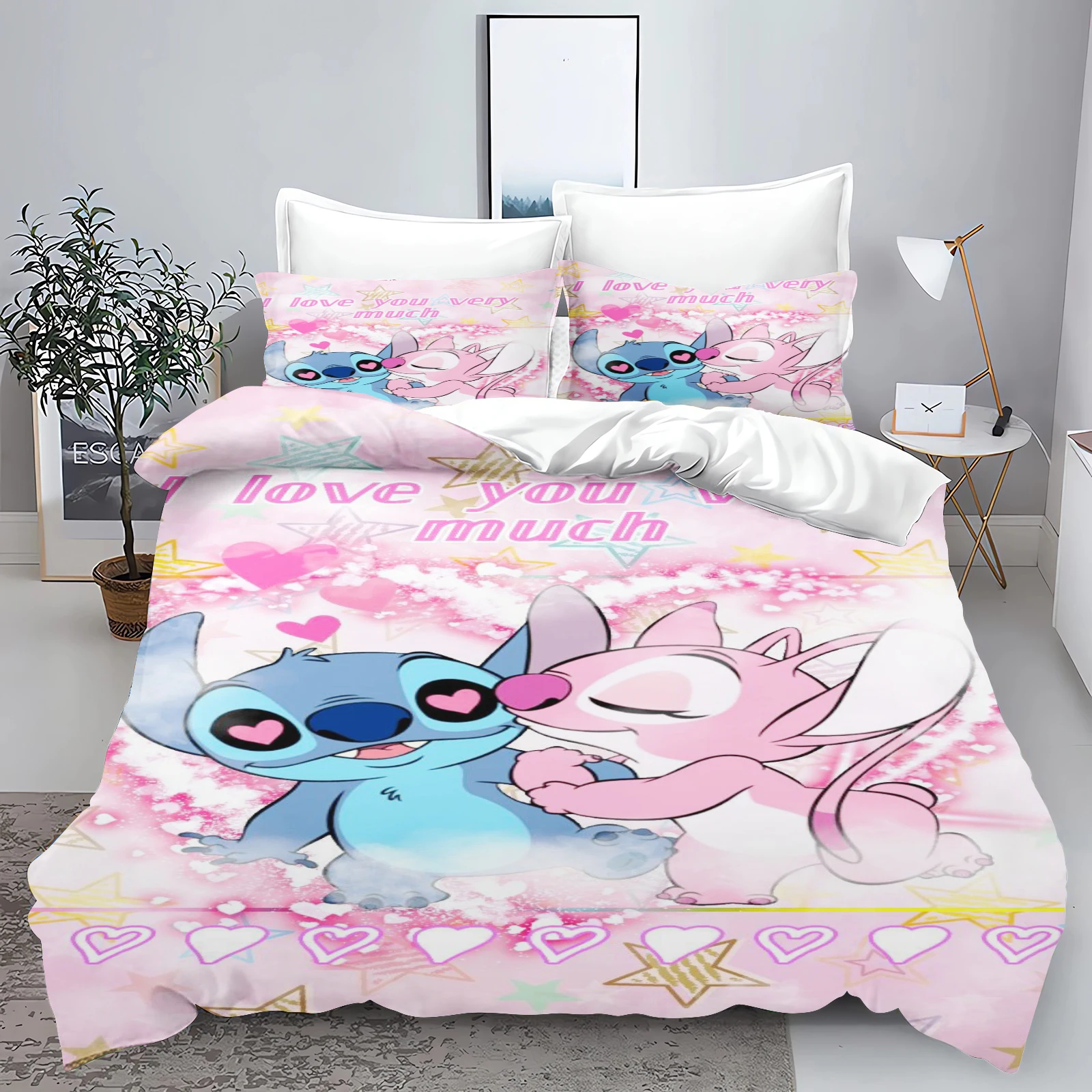 Description Picture 5 of itemStitch Bedding Set Queen Quilt Cover Cute Printed Cartoon Children's Adults Polyester Reactive Printing Twill