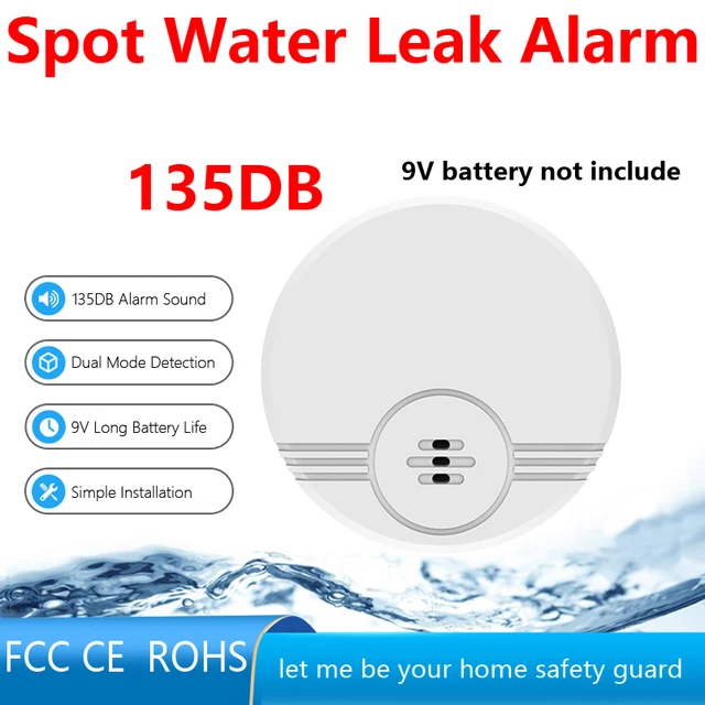 Dual detection Water Sensor 135dB Alarm Water Leak Detector Alert Monitoring of Leak and Drip Alarm for Kitchen Bathroom Basemen 2