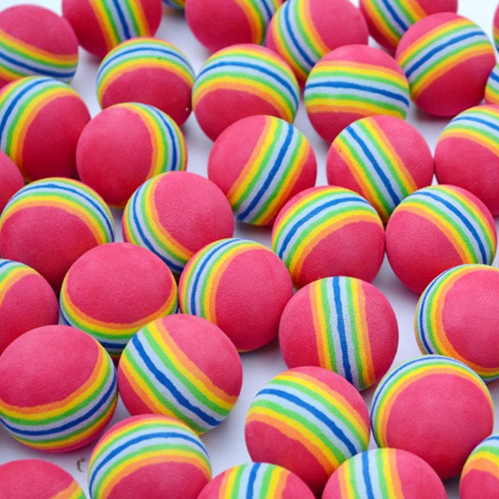Sponge Balls Golf Balls Soft 10pcs EVA Flexible Foam Balls Golf Swing Training Rainbow Red/Blue/Yellow 42mm For Approach Shot